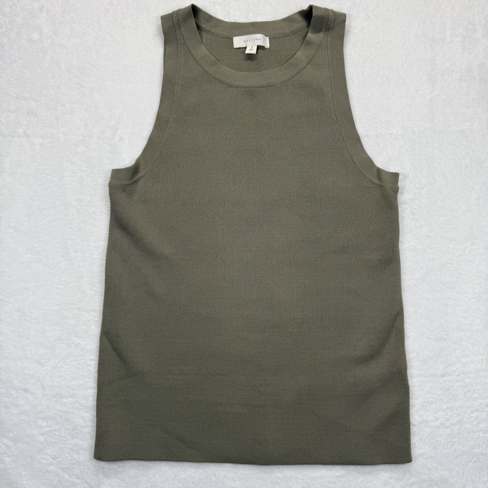 All Row Olive Green Knit Tank Top Sleeveless Casual Viscose Blend Size S